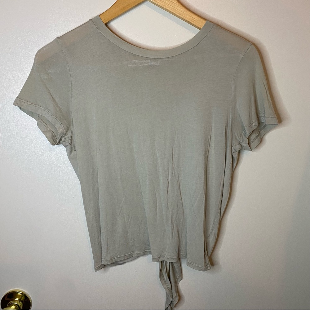 AERIE Light Sand Colored Tie Back Tee